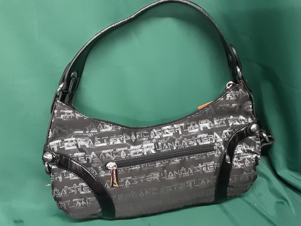 SAC A MAIN LANCASTER BI-MATIERE NOIR BRILLANT