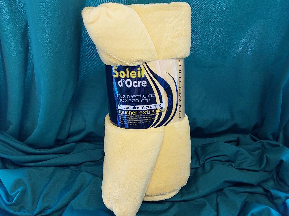 PLAID EN MICROFIBRE JAUNE 180X220CM - DESTOCK (510045)