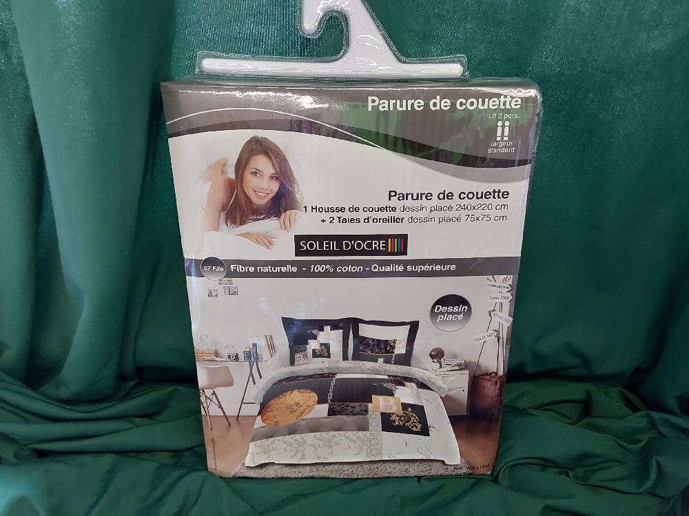HOUSSE DE COUETTE 240X220CM + 2 TAIES D'OREILLERS WILLIAM - DESTOCK (635568)
