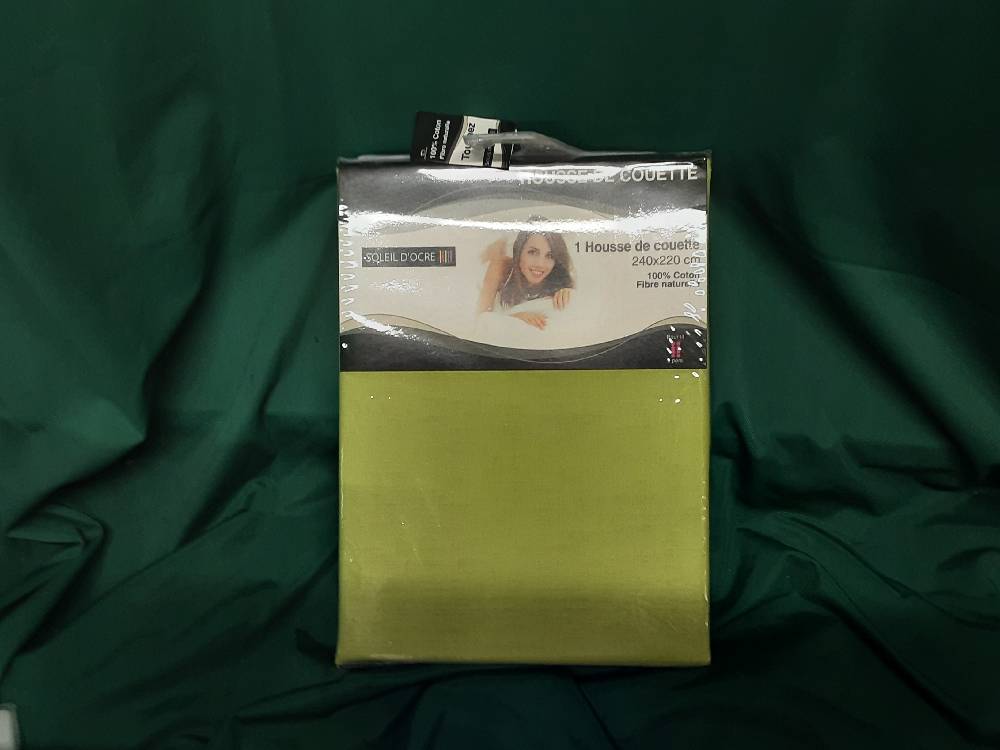 HOUSSE DE COUETTE COLORIS VERT 240X220CM - DESTOCK (635721)