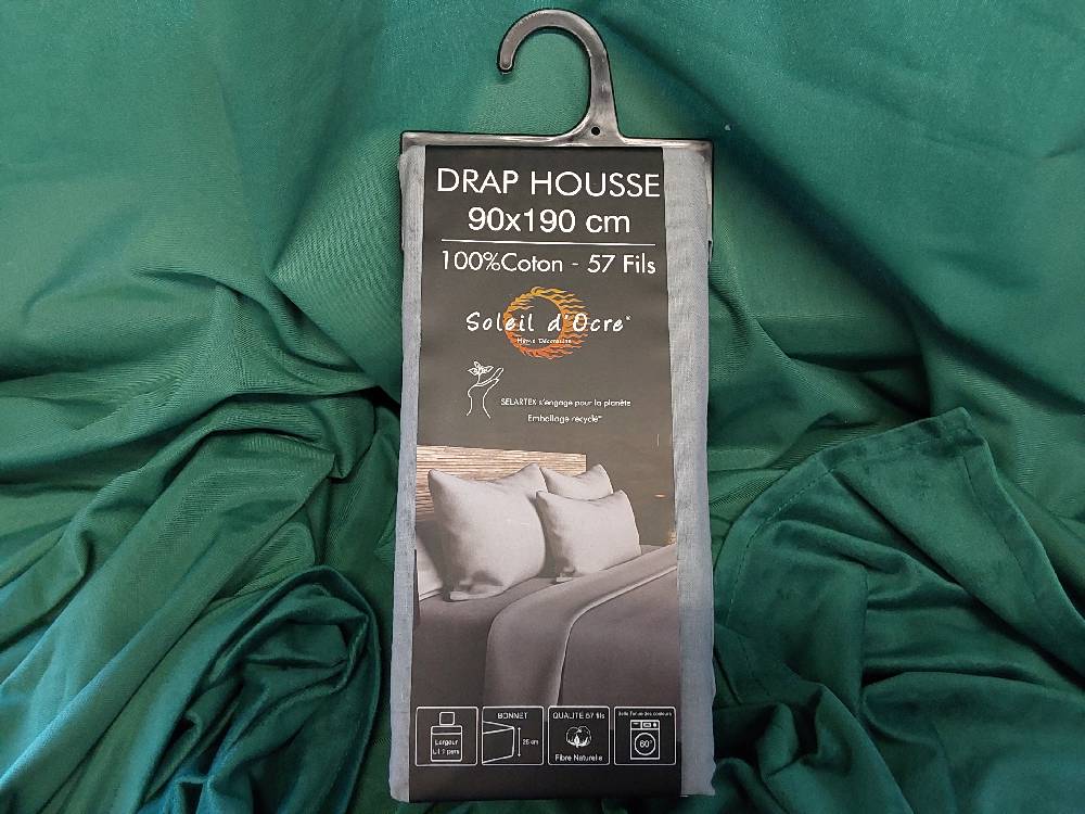 DRAP HOUSSE COLORIS GRIS 90X190CM - DESTOCK (611825)