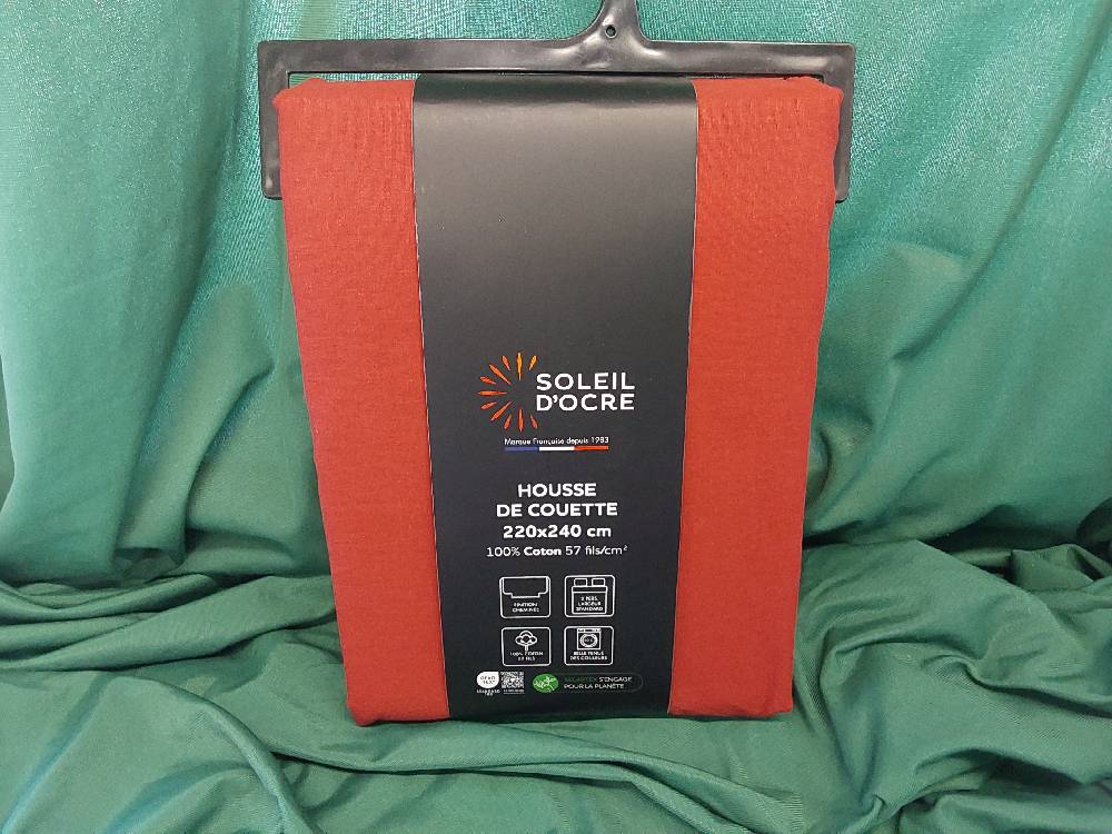 HOUSSE DE COUETTE COLORIS BRIQUE 240X220CM COTON (635850)