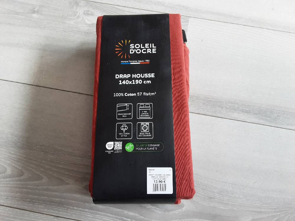 DRAP HOUSSE COLORIS BRIQUE 140X190CM COTON (613850)