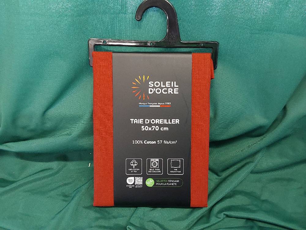 TAIE D'OREILLER COLORIS BRIQUE 50X70CM COTON (554850)