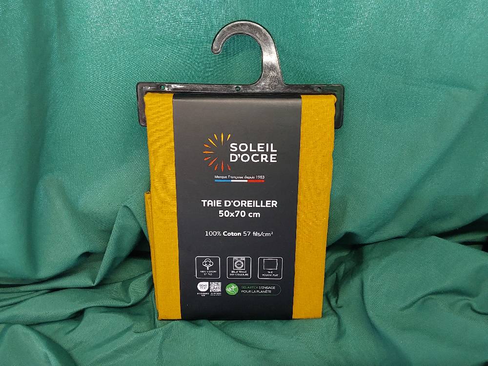TAIE D'OREILLER COLORIS MOUTARDE 50X70CM COTON (554845)