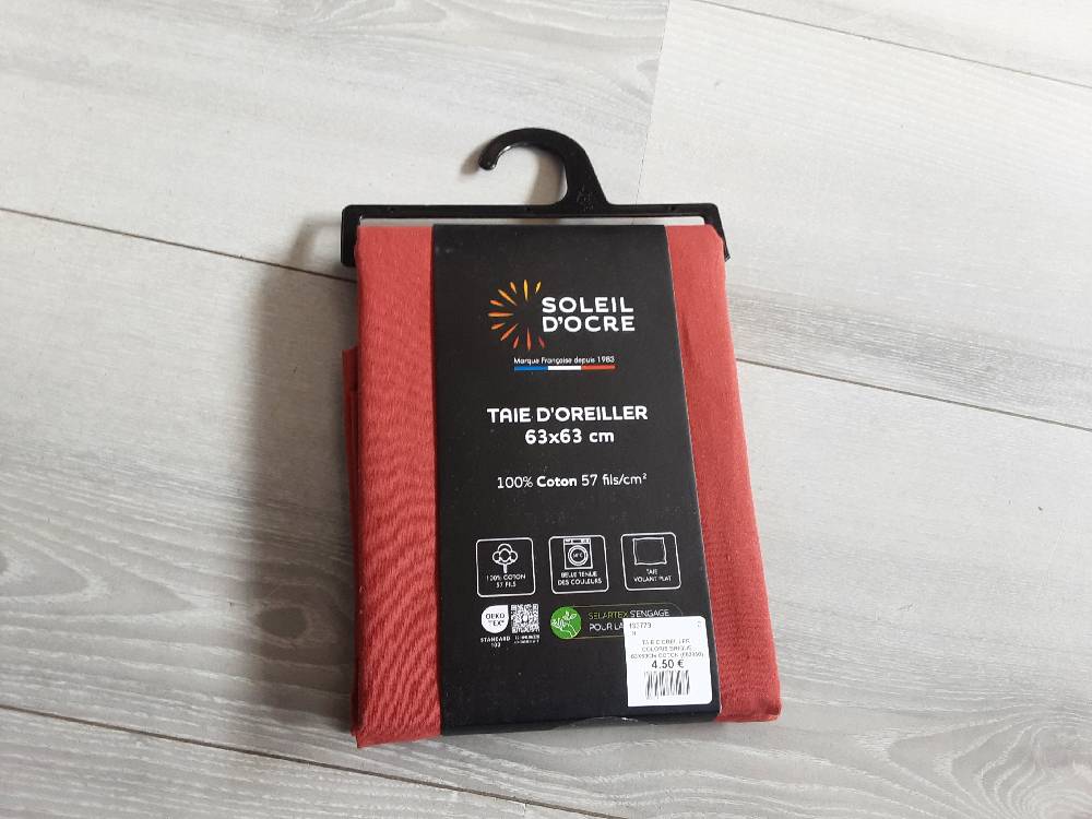 TAIE D'OREILLER COLORIS BRIQUE 63X63CM COTON (553850)
