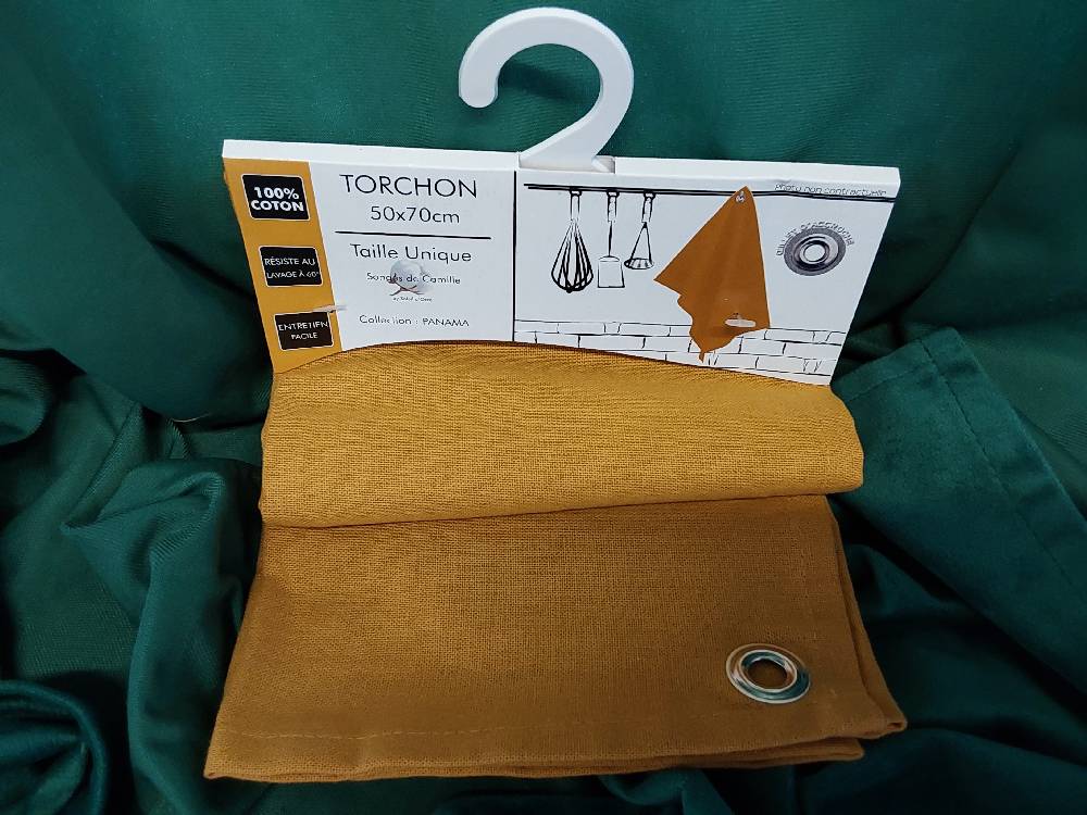 TORCHON 50X70CM PANAMA COLORIS MOUTARDE (712814)