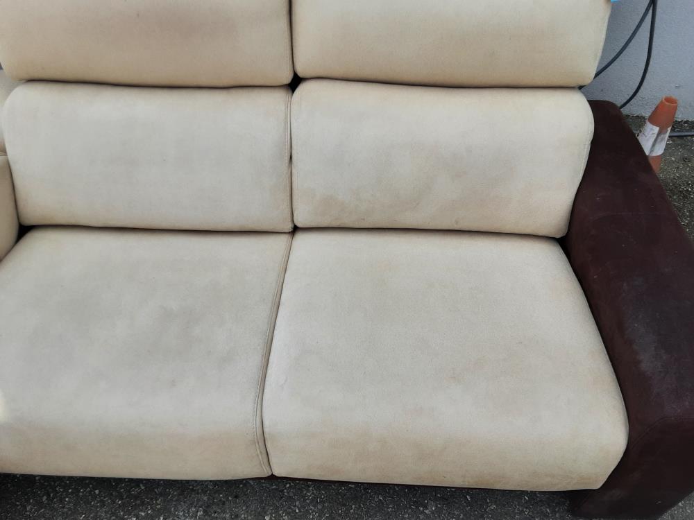 CANAPE D'ANGLE MICROFIBRE CREME ET MARRON 1 RELAX ELECTRIQUE