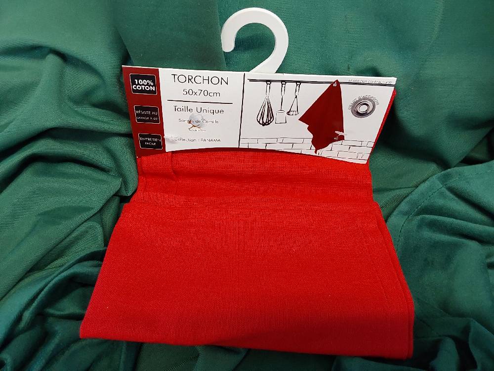 TORCHON 50X70CM PANAMA COLORIS ROUGE (712541)
