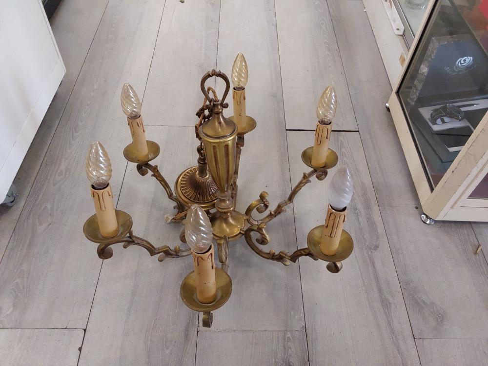 LUSTRE EN BRONZE 6 BRANCHES PM
