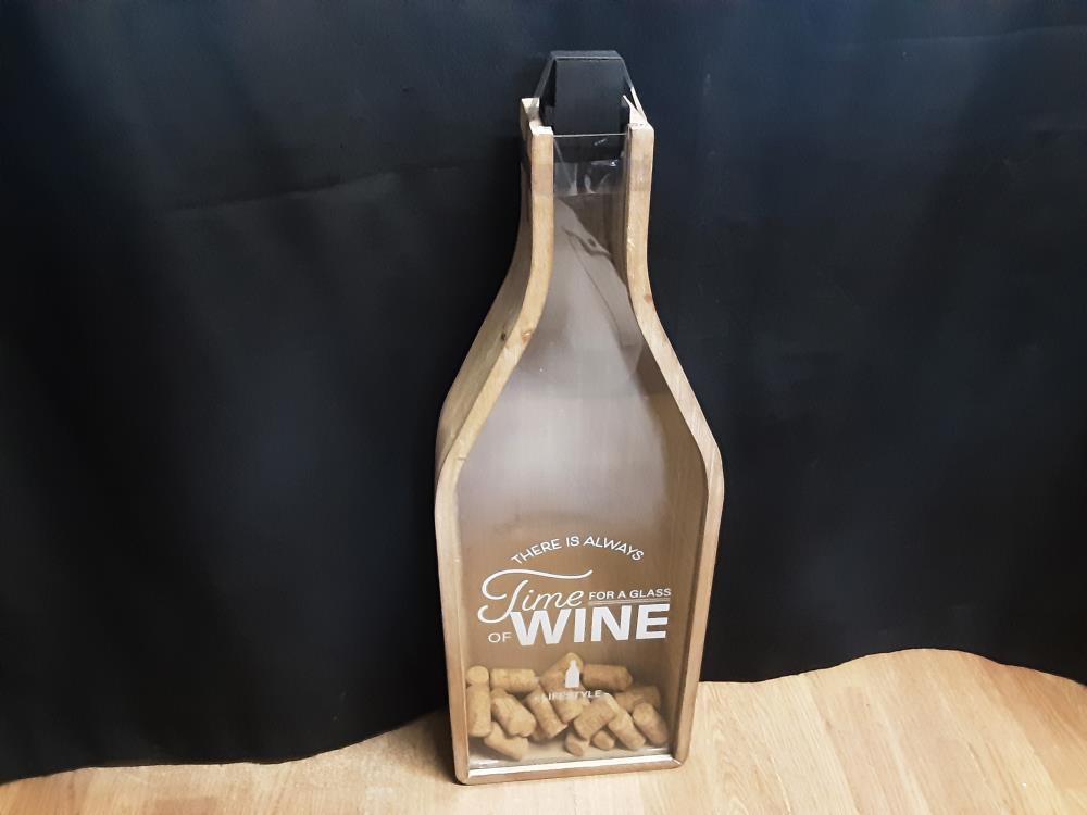 BOITE BOUTEILLE MURALE A BOUCHONS EN BOIS