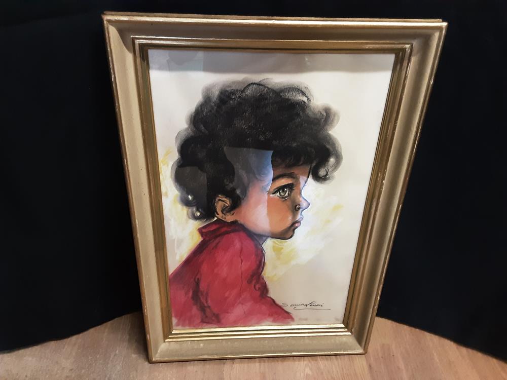 TABLEAU PORTRAIT ENFANT PASTEL DE SONIA LENOIR 