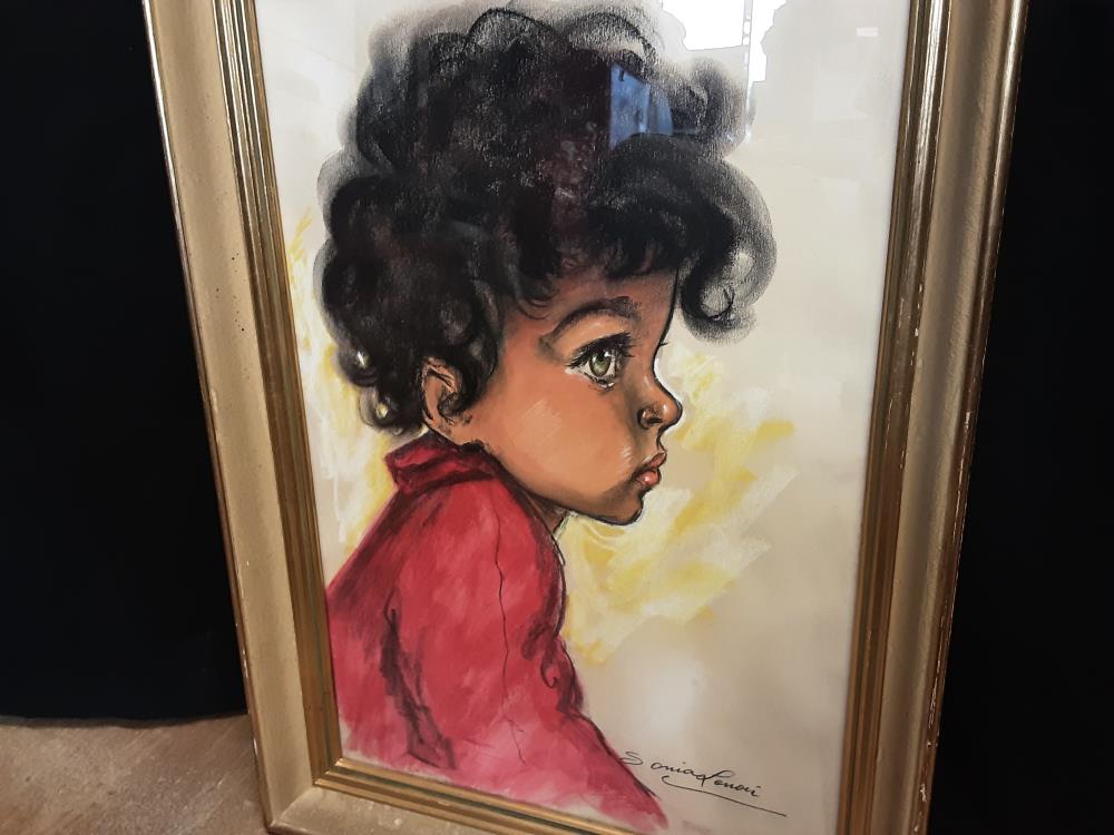 TABLEAU PORTRAIT ENFANT PASTEL DE SONIA LENOIR 