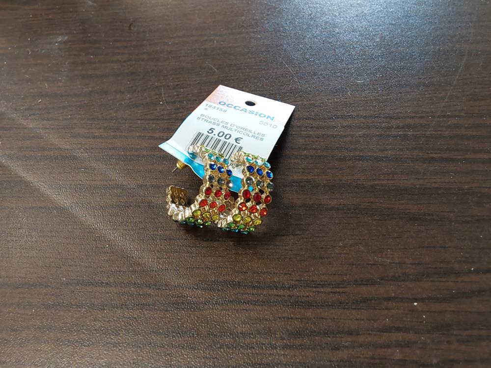 BOUCLES D'OREILLES STRASS MULTICOLRES