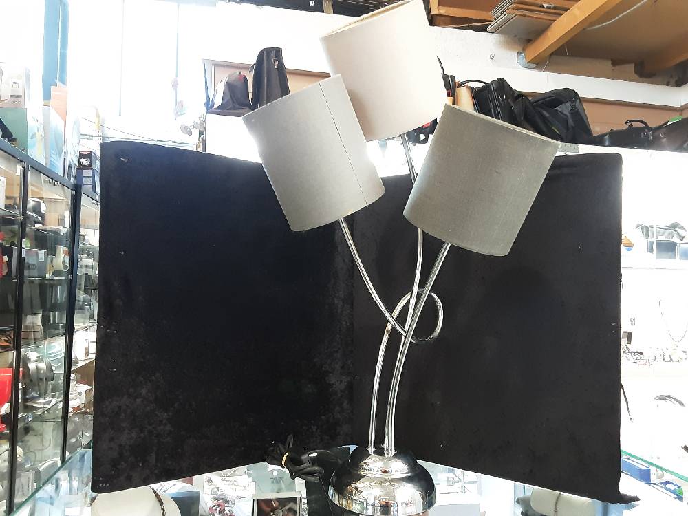 LAMPE DE SALON 3 BRANCHES PIED CHROME