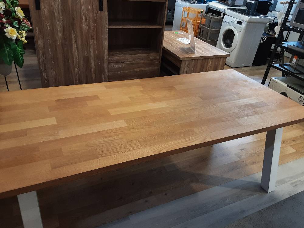 TABLE A SAM BOIS CLAIR, PIEDS BLANCS