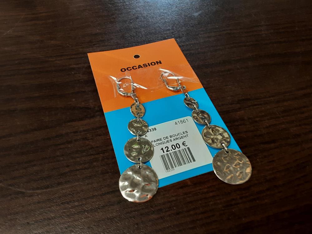PAIRE DE BOUCLES LONGUES ARGENT