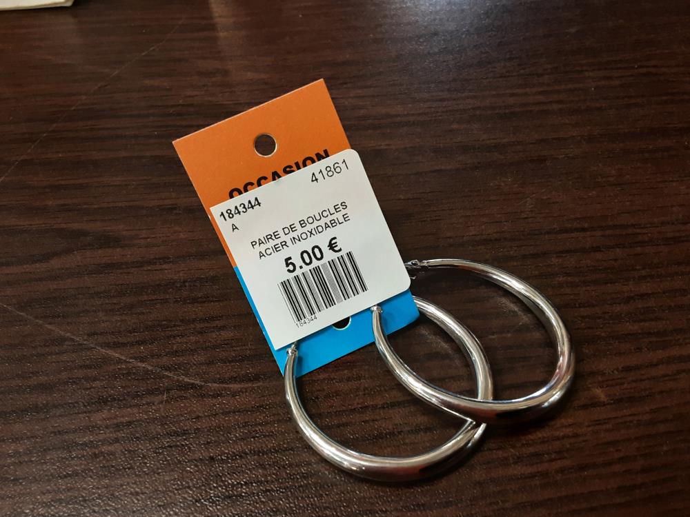 PAIRE DE BOUCLES ACIER INOXIDABLE