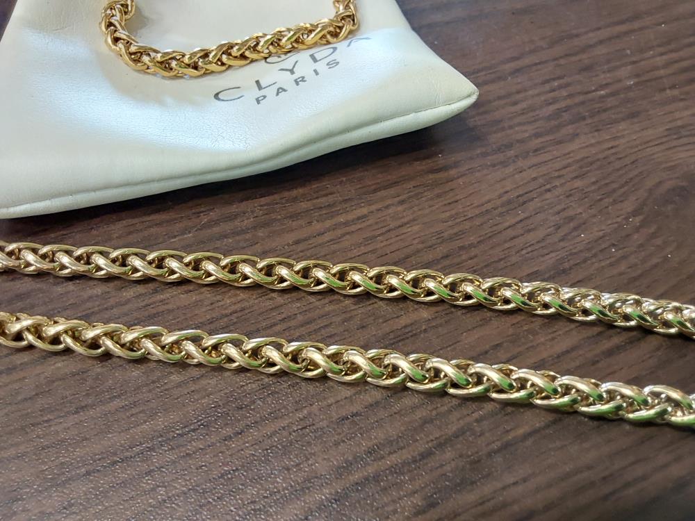 COLLIER + BRACELET PL-OR MAILLE TORDADÉE