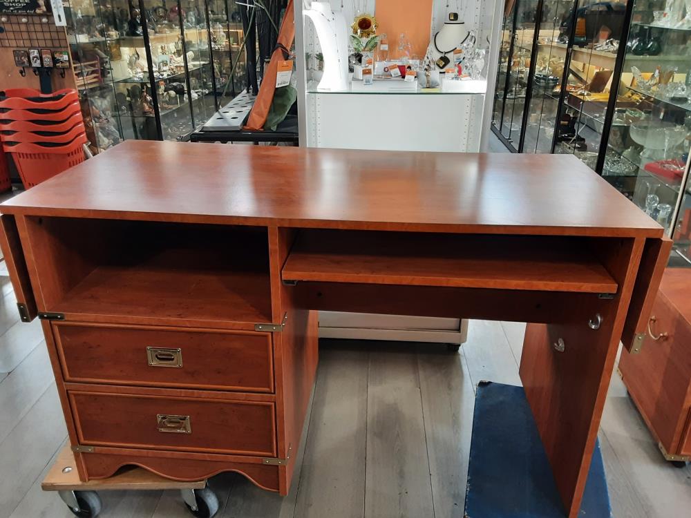 BUREAU GAUTIER 2 TIROIRS + 2 EXTENSIONS INTÉGRÉES SUR LES COTÉS DE 25CM CHACUNE