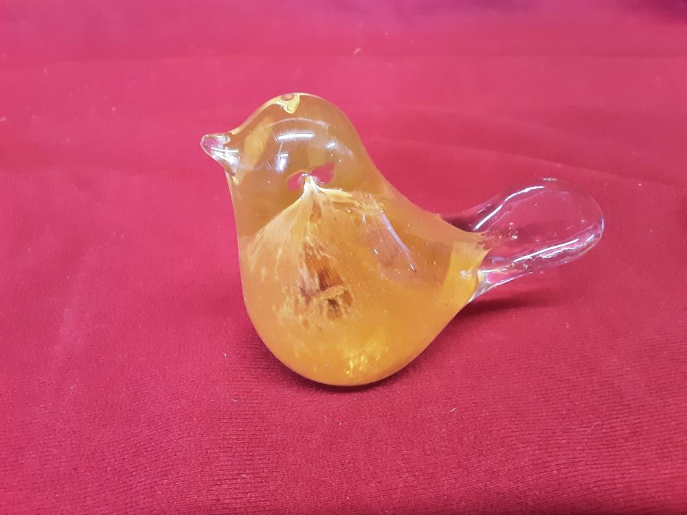 OISEAU PATE DE VERRE JAUNE