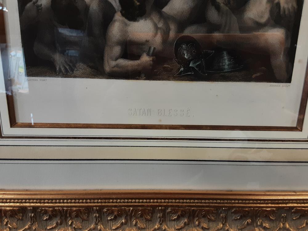 TABLEAU CADRE DORÉ "SATAN BLESSÉ" 