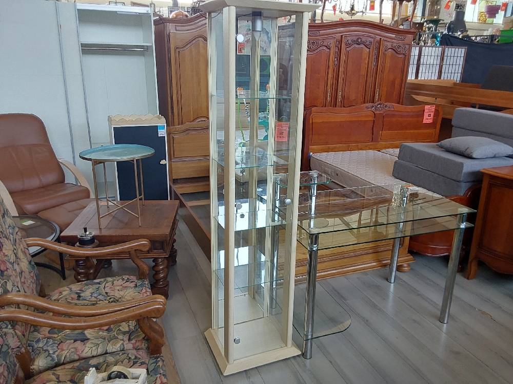 VITRINE BOIS CLAIR 1 PORTE