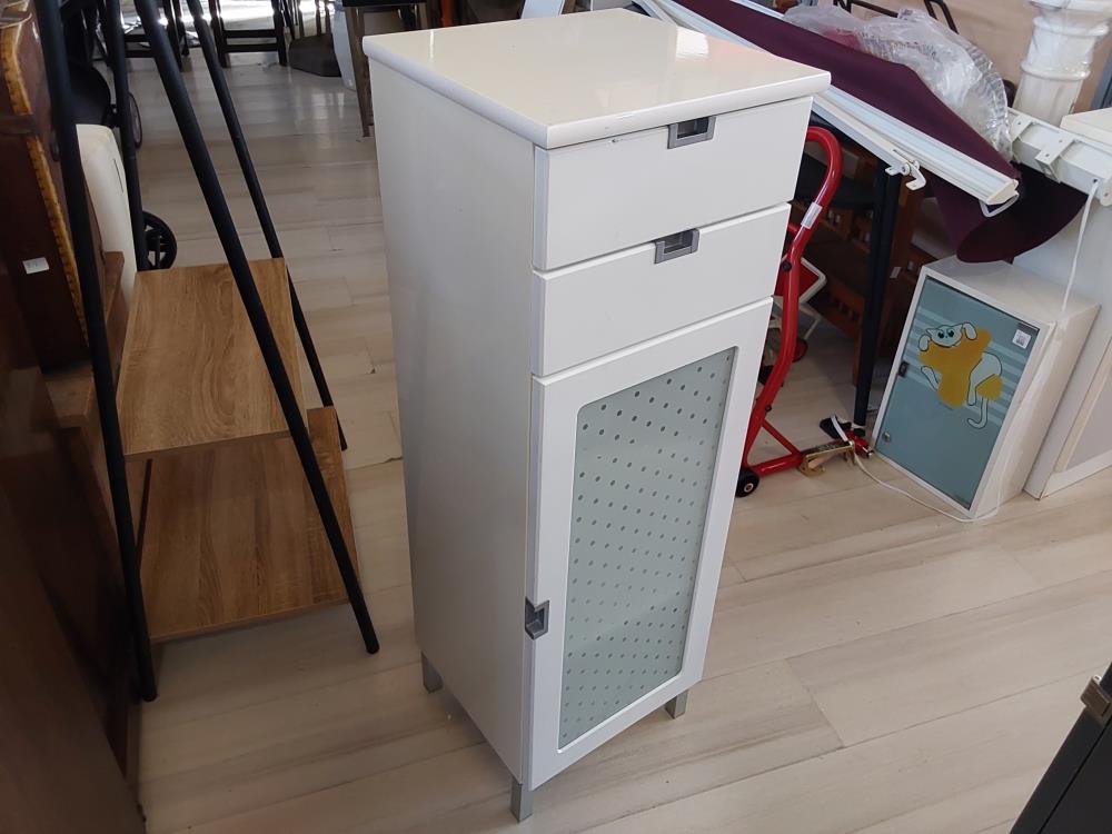 MEUBLE BAS 1 PORTE 2 TIROIRS SALLE DE BAIN BLANC