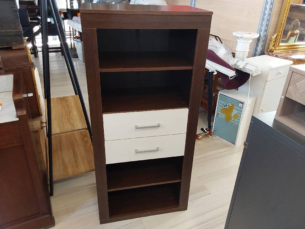 MEUBLE ETAGERE 2 TIROIRS - BLANC