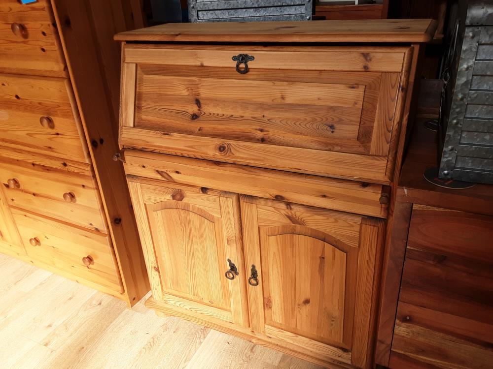 SECRETAIRE 3 PORTES 5 TIROIRS EN PIN