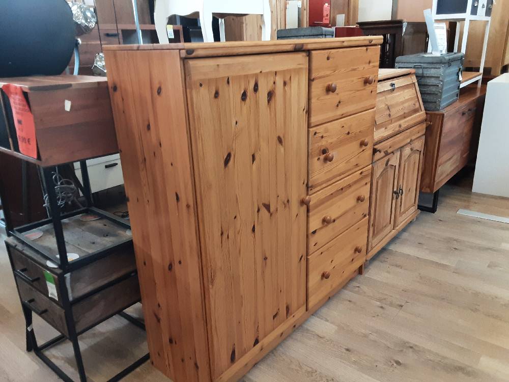 MEUBLE 1 PORTE 4 TIROIRS EN PIN