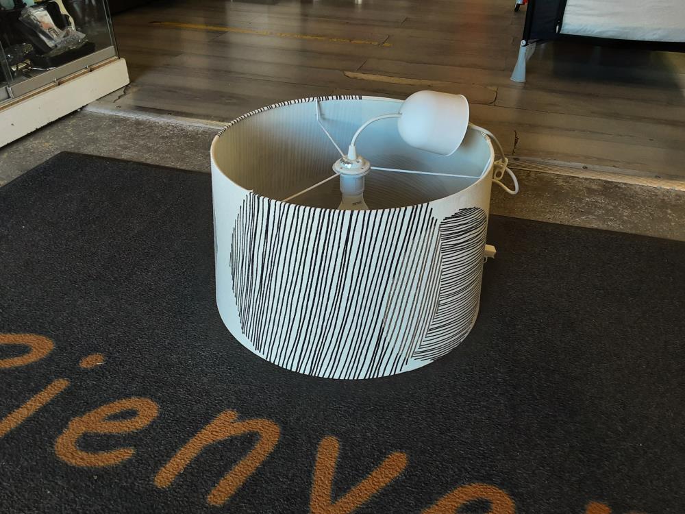 LUSTRE ABAT JOUR TISSU CREME ET DORE