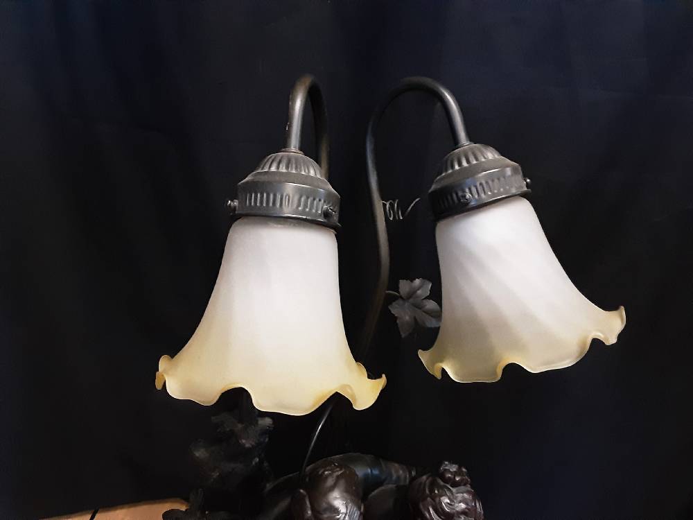 LAMPE 2 FEUX EN RESINE COUPLE PAPI MAMIE