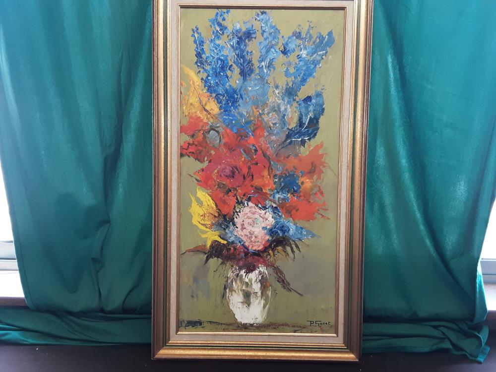 TABLEAU BOUQUET DE FLEURS P. GENET