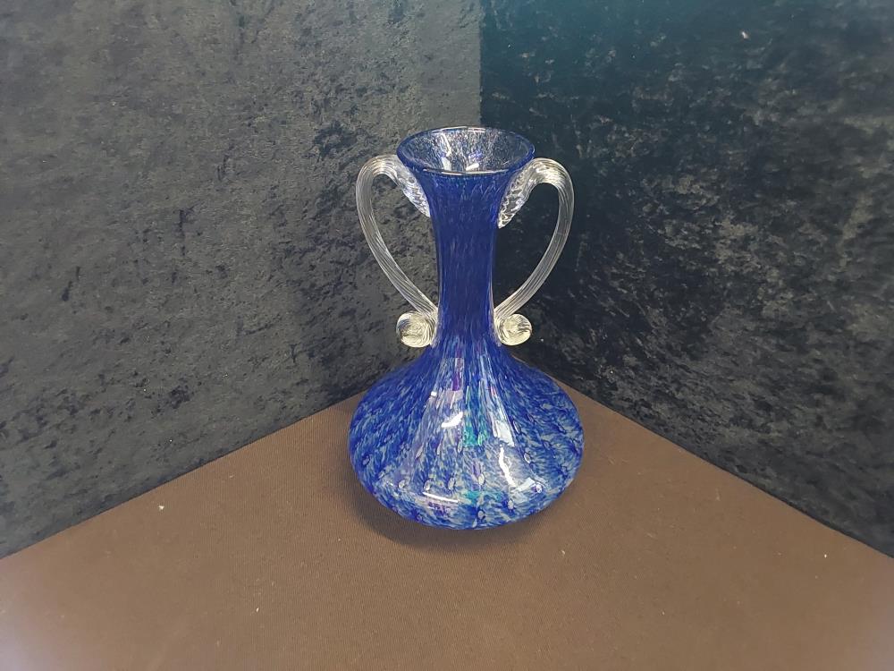VASE EN VERRE SOUFLER BLEU 