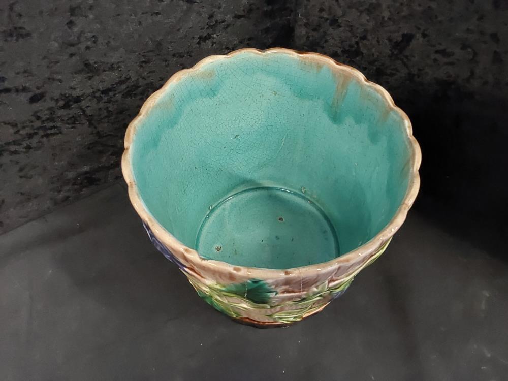 CACHE POT STYLE BARBOTINE INTERIEUR BLEU