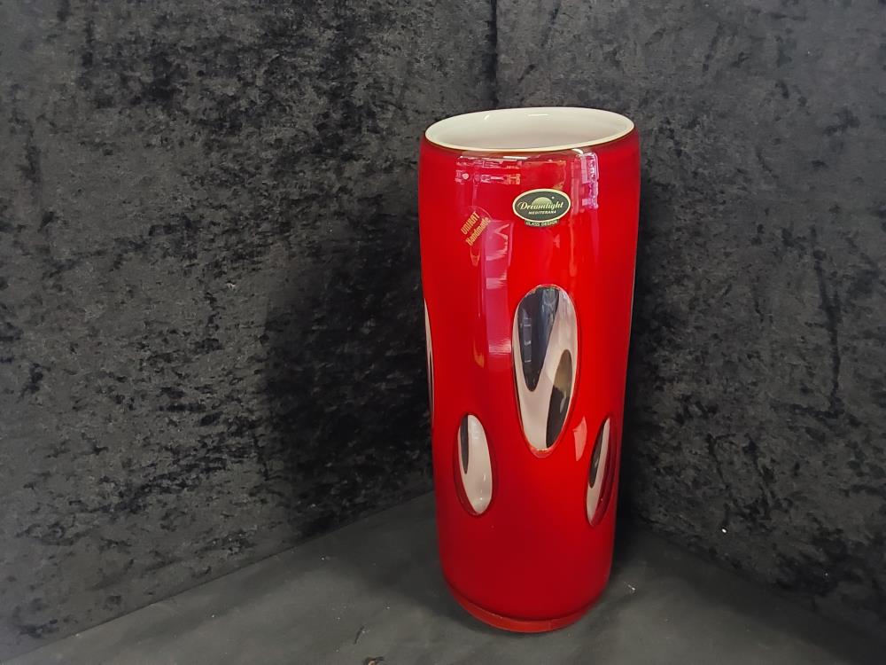 VASE EN CRISTAL DESIGN ROUGE A BULLES