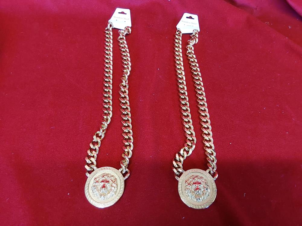 CHAINE TGM ACIER INOXYDABLE DORÉ PENDENTIF ROND LION TGM 