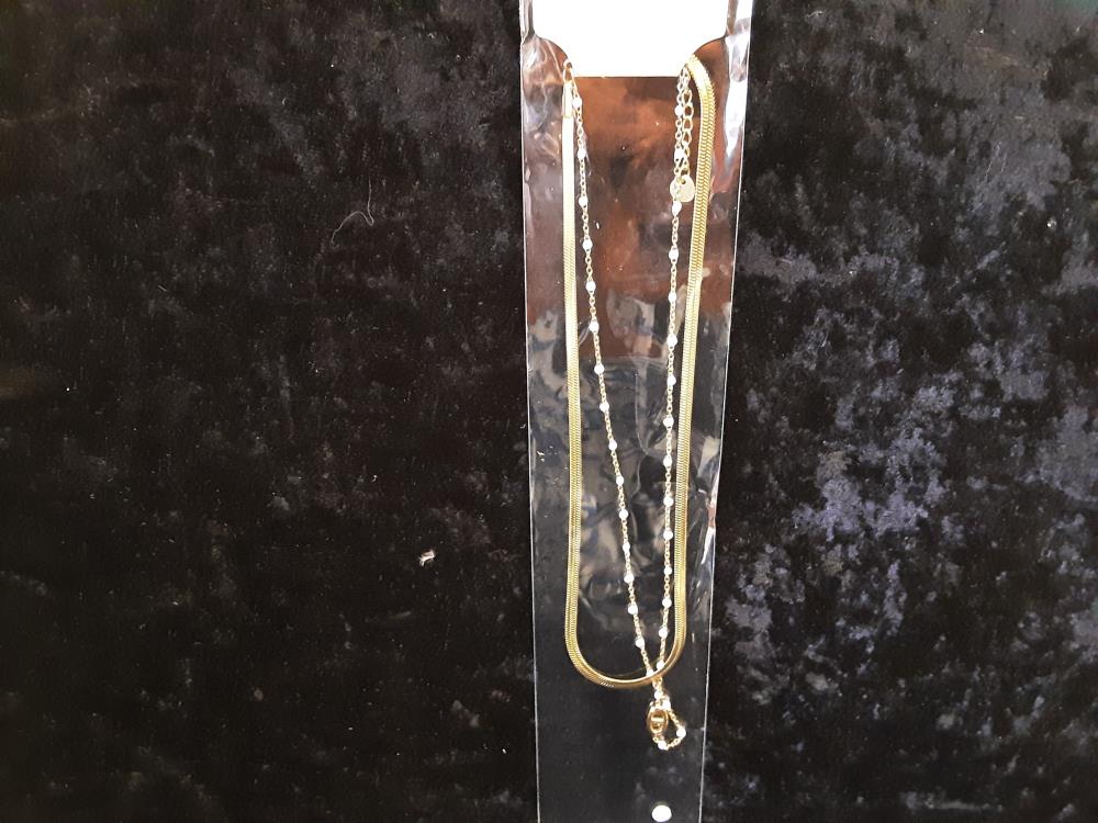 COLLIER DOUBLE DORÉ ACIER INOXYDABLE (20350)