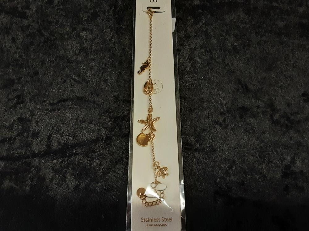 BRACELET DORE COQUILLAGE ACIER INOXYDABLE (30350)