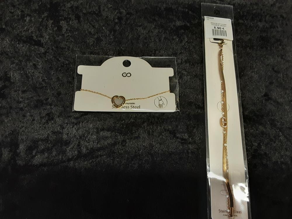 BRACELET DORE DOUBLE OU COEUR (30290)
