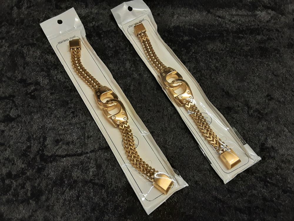 BRACELET CHAINE DORE ACIER INOXYDABLE (150020)