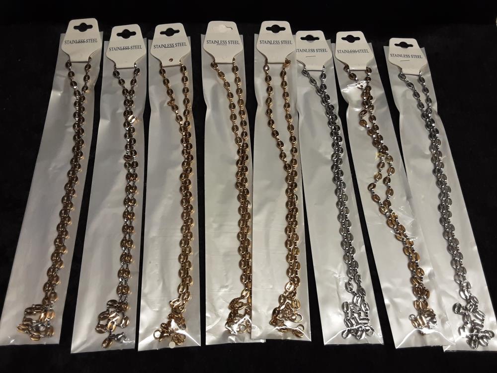 COLLIER CHAINE ACIER INOXYDABLE DORE OU ARGENTE OU BICOLORE (290210)
