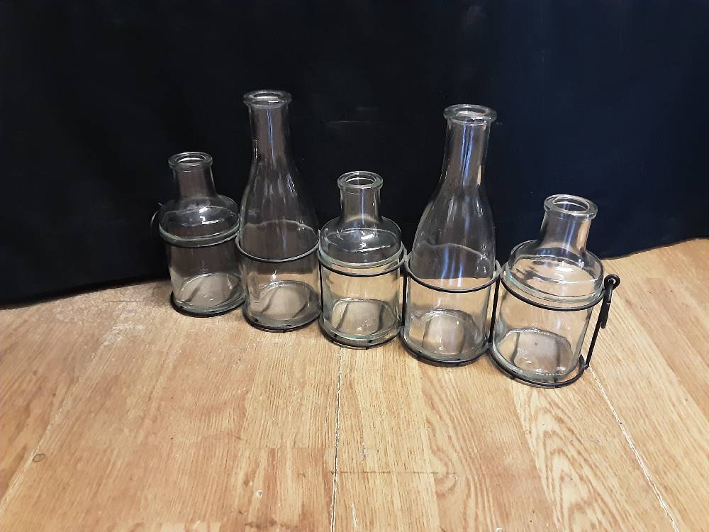 DECORATION LOT DE 5 BOUTEILLES EN VERRE