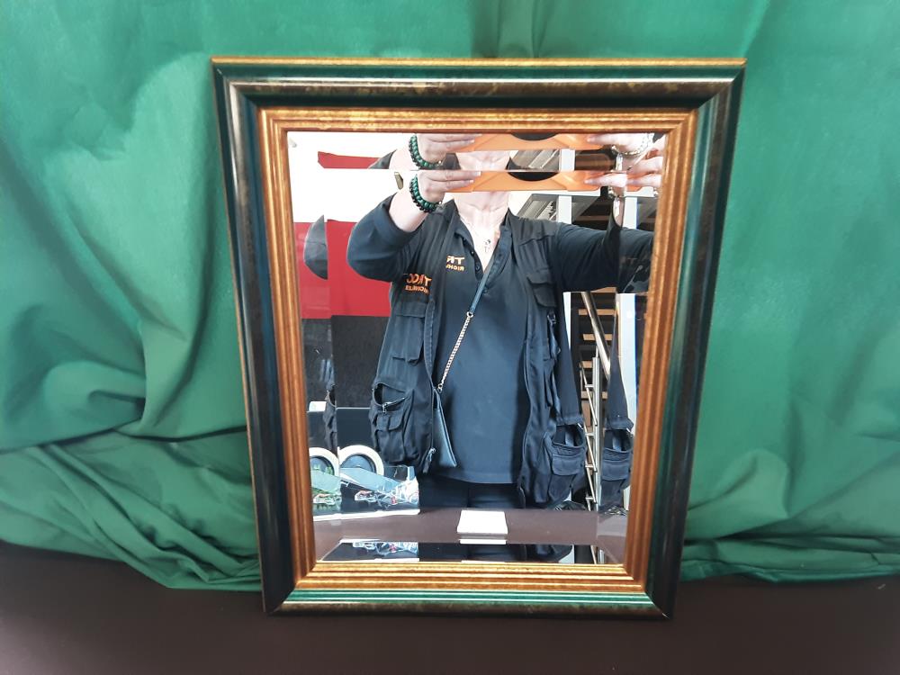 MIROIR BISEAUTÉ CADRE BLEU ET DORÉ