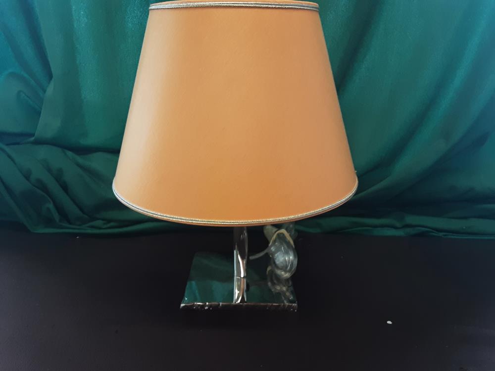 LAMPE A POSER PIED METAL MIROIR ABAT-JOUR JAUNE