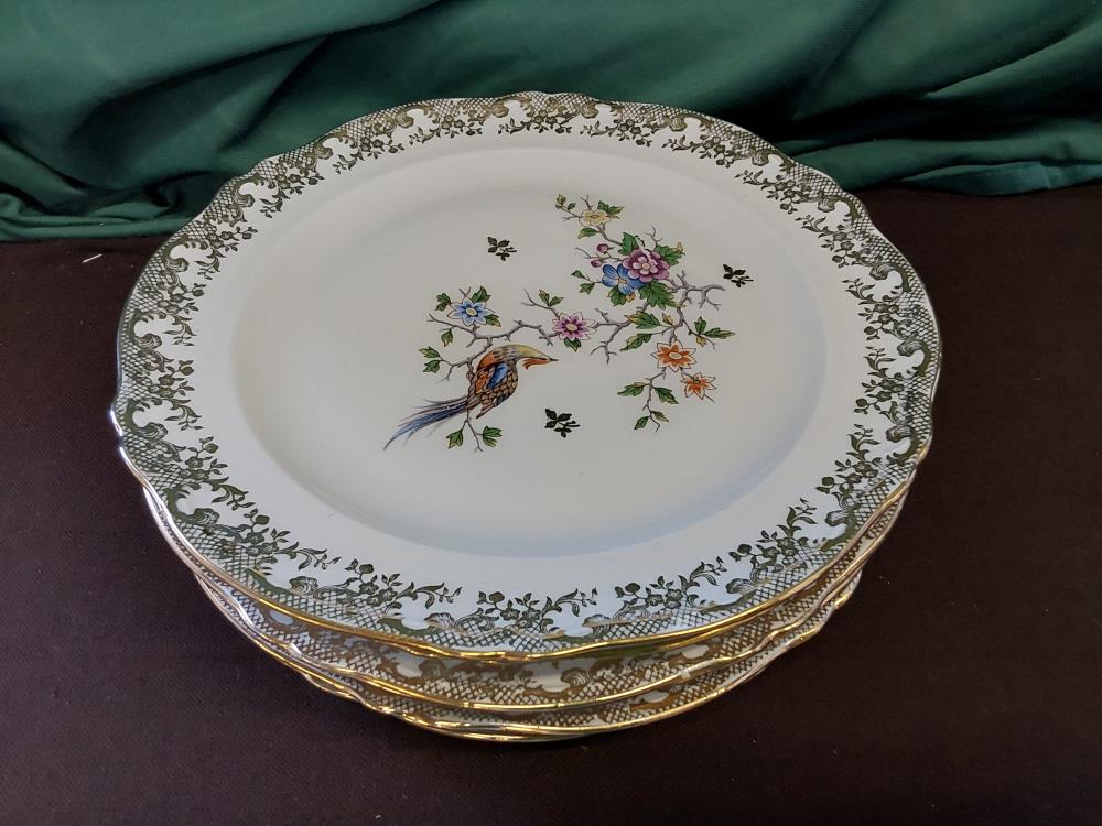 LOT DE 6 ASSIETTES PLATES DECOR PAON