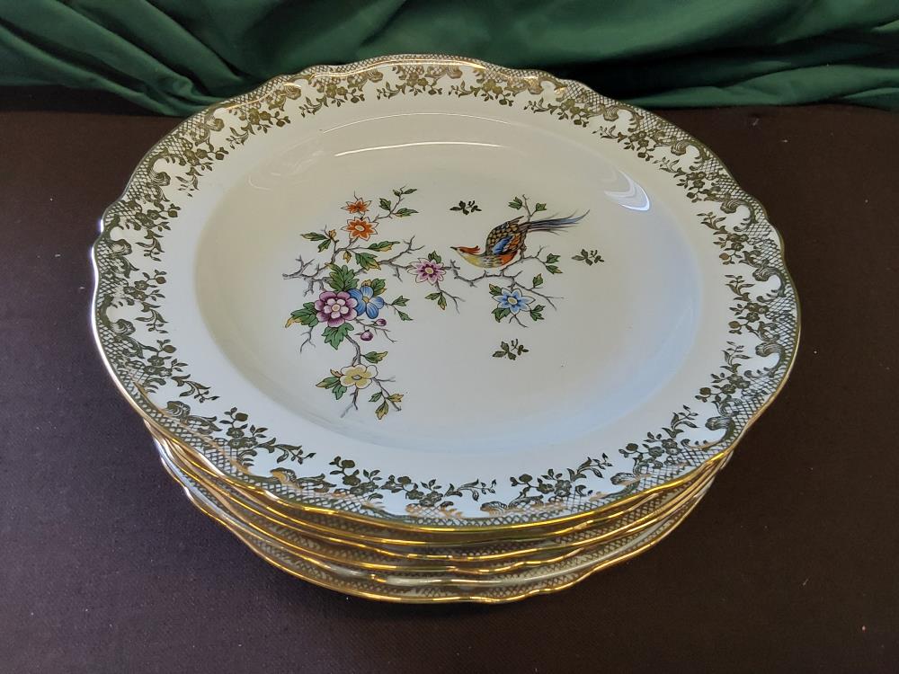 LOT DE 6 ASSIETTES CREUSES DECOR PAON