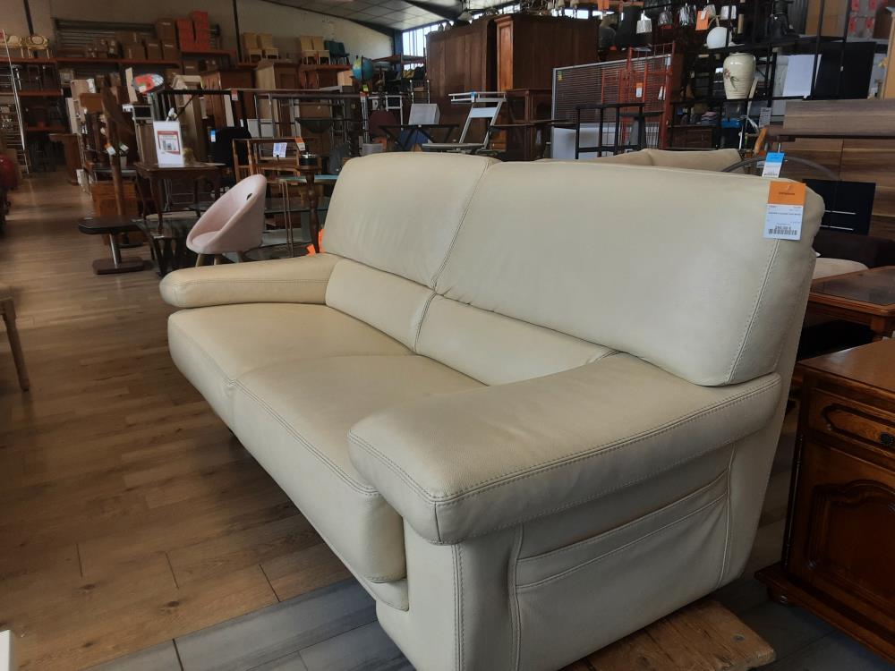 CANAPE 2 PLACES CUIR BEIGE