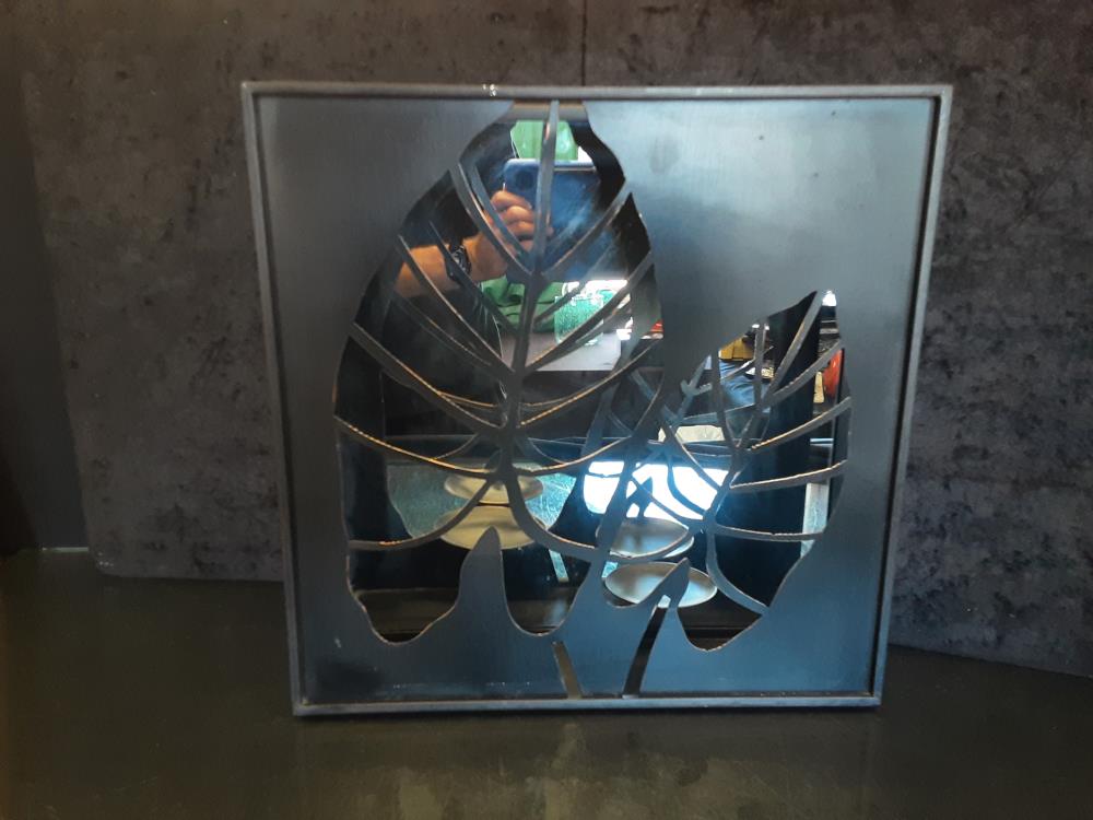 DÉCOR MÉTAL SUPPORT BOUGIE AVEC MIROIR 